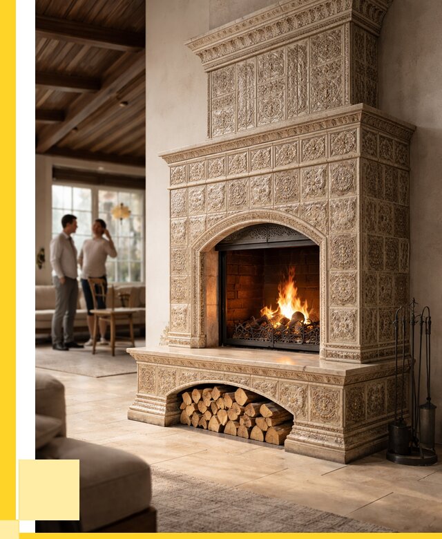 Купить изразцовый камин в Кропоткине от 271475 р. | ЭриданКрп