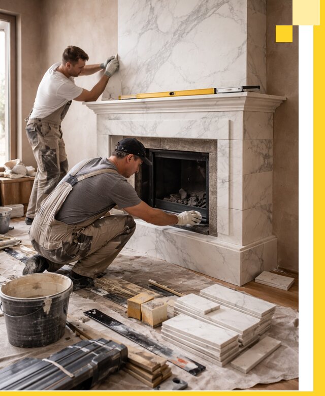 Отделка каминов в Кропоткине качественные облицовочные работы