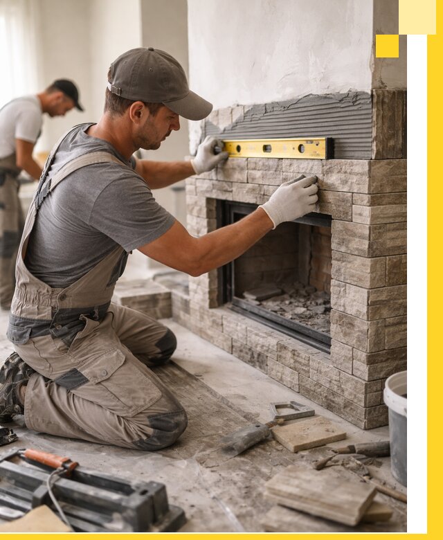 Облицовка каминов в Кропоткине, монтаж и отделка натуральным камнем