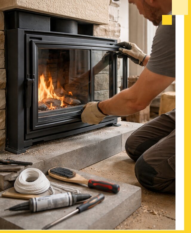 Производство, монтаж и доставка каминов со стеклом в Кропоткине