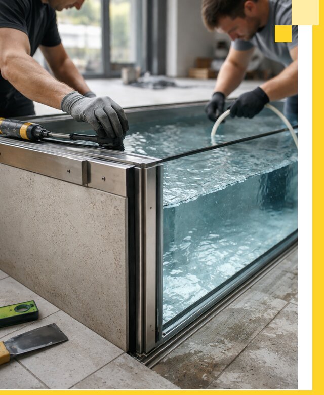 Проектирование и монтаж стеклянных бассейнов в Кропоткине