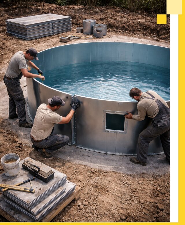 Круглые бассейны под ключ в Кропоткине проектирование и монтаж