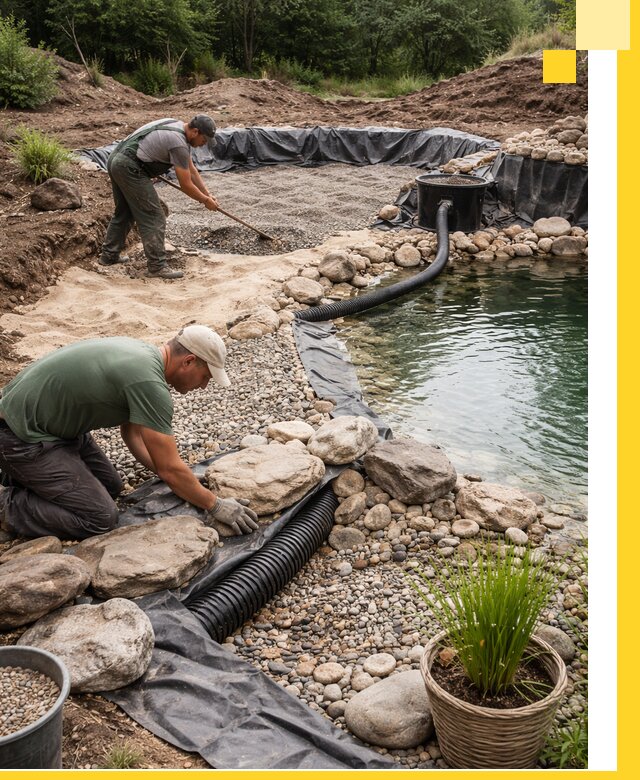 Строительство природных бассейнов и озер в Кропоткине под ключ