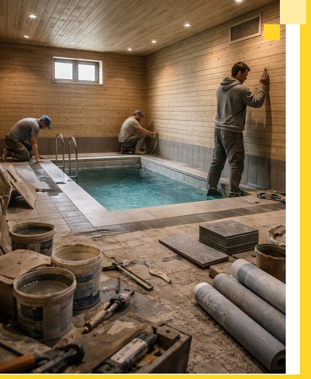 Строительство бани с бассейном и сауной под ключ в Кропоткине