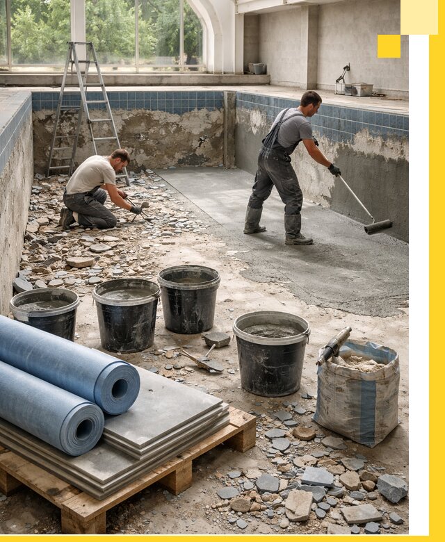 Реконструкция бассейнов в Кропоткине: ремонт, гидроизоляция