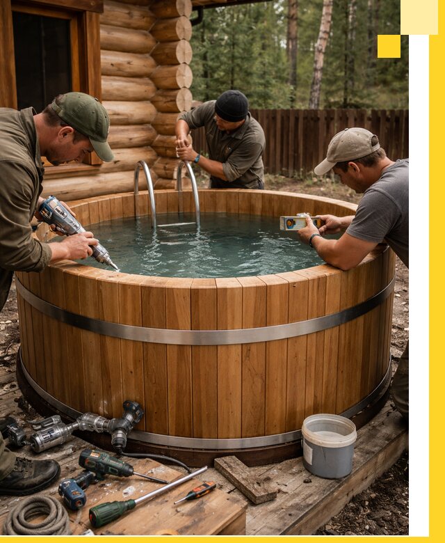 Строительство бань с купелью под ключ и отделкой в Кропоткине