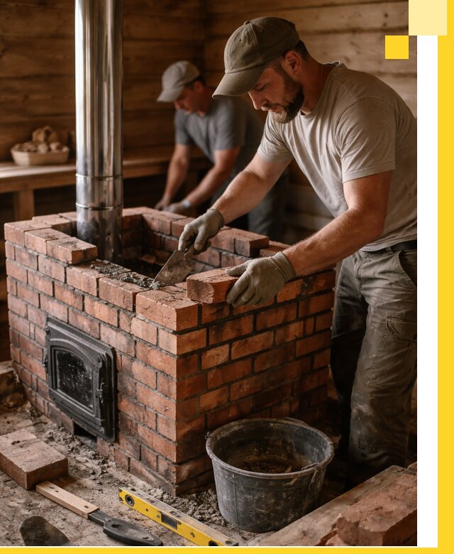 Кирпичные печи для бани под ключ в Кропоткине, проект и монтаж