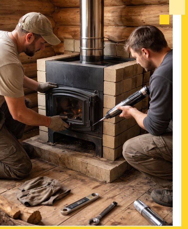 Монтаж и установка печи в бане под ключ с гарантией в Кропоткине