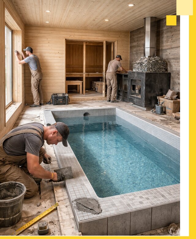 Проект бани с бассейном и сауной в Кропоткине под ключ