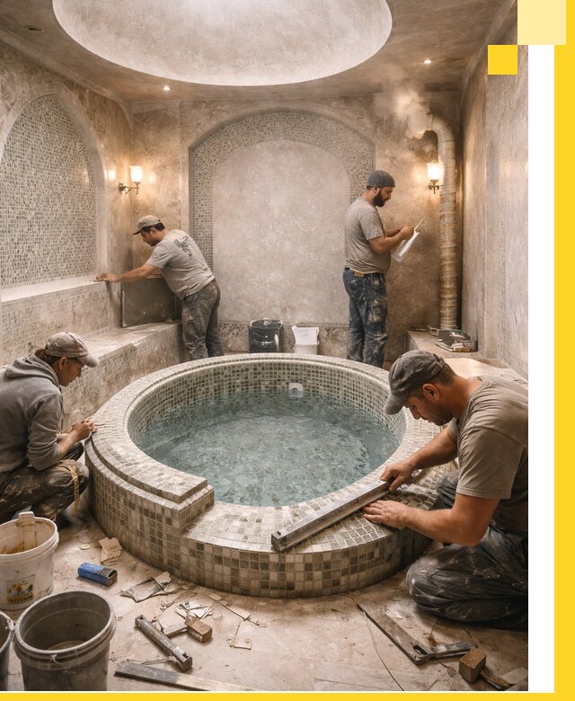 Профессиональное строительство хамама с бассейном в Кропоткине под ключ